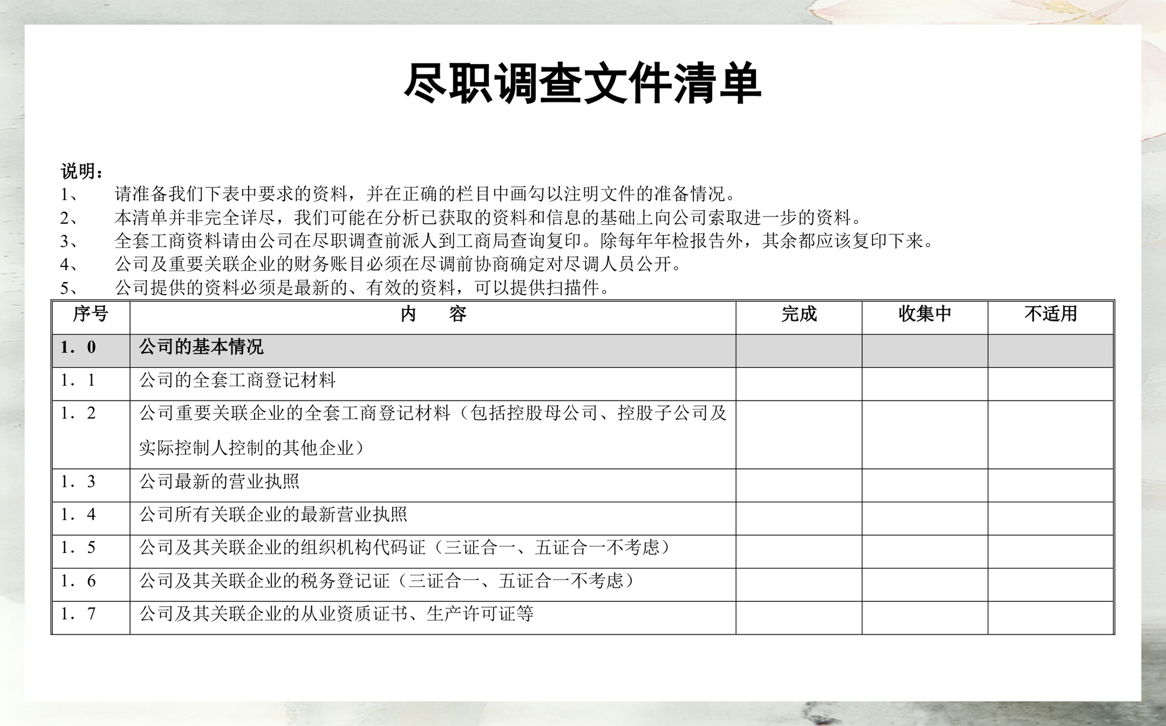 尽调清单模板定制(尽调资料清单如何提供)常德市